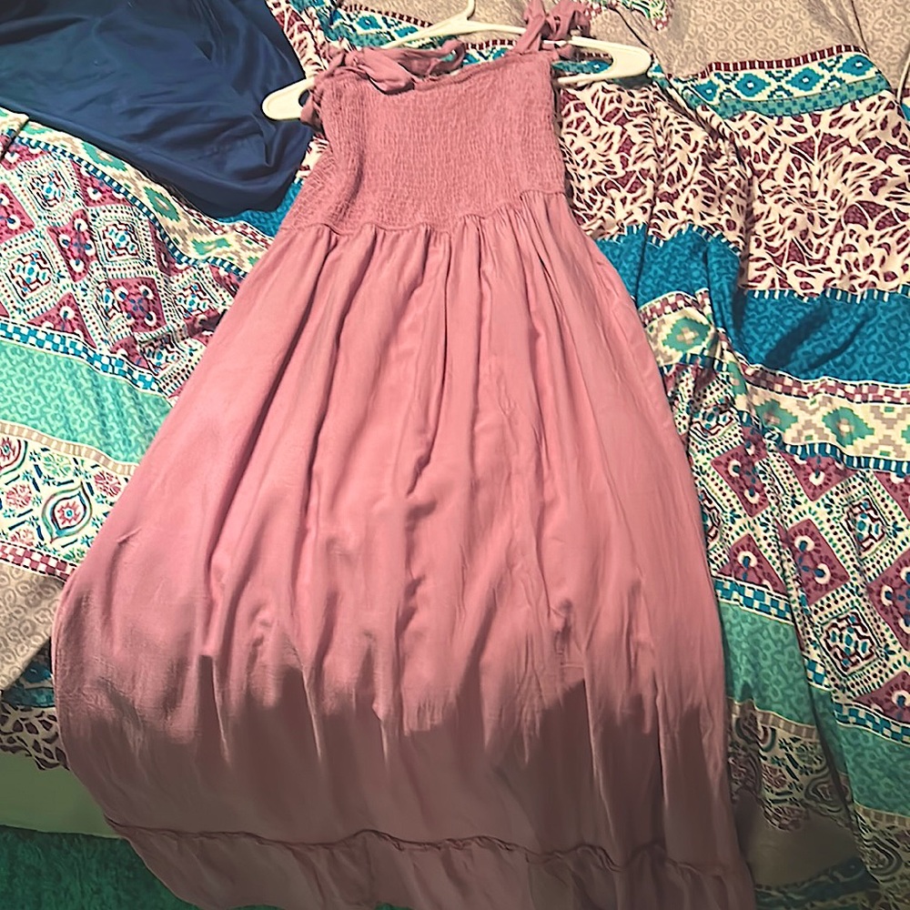 This is a beautiful light plum and lavender long twirly dress that is very soft